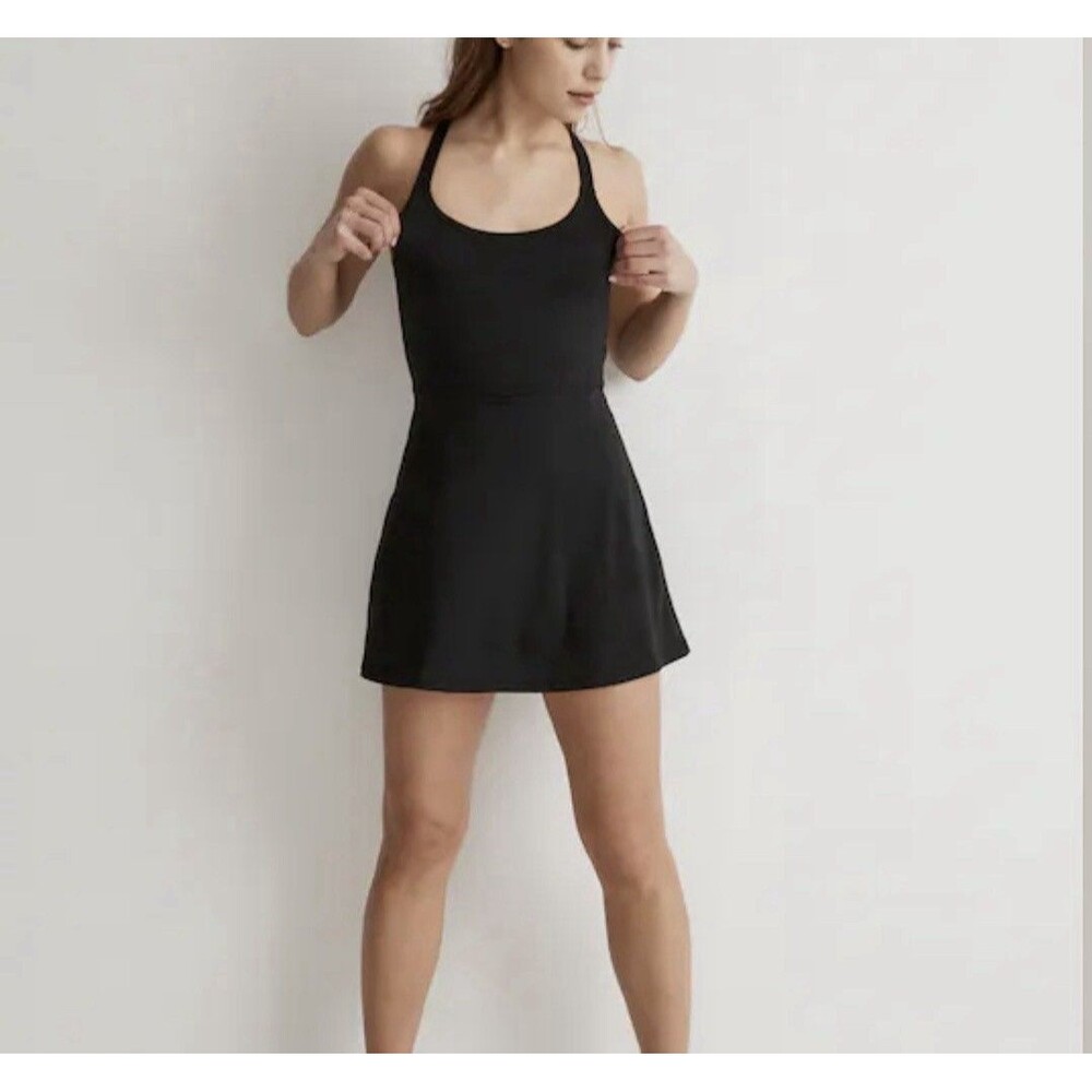 Madewell MWL Flex Cutout Athletic Dress SZ XXS Black Sporty Fitness Tennis Golf